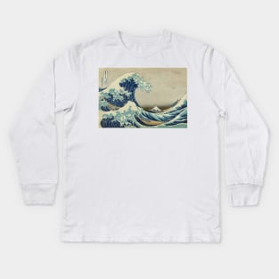 The Classic Japanese Great Wave off Kanagawa by Hokusai Kids Long Sleeve T-Shirt